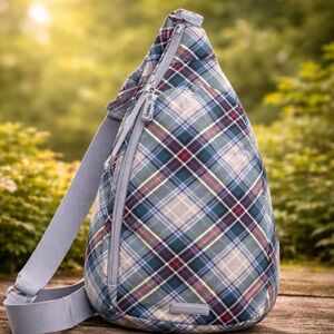 Vera Bradley Snowy Plaid Essential Sling Bag